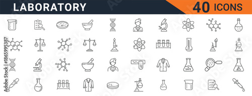 Modern laboratory icons set for science and research applications
