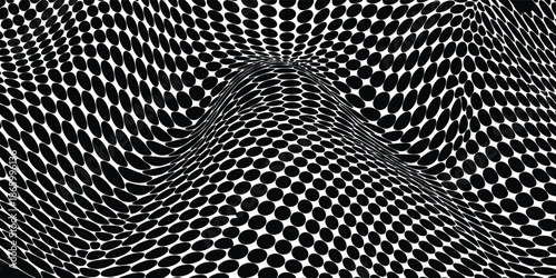 Abstract monochrome wavy line pattern, with flowing dots creating modern minimal background texture for technology design concepts art wallpaper visualization