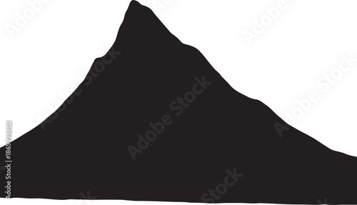 Asymmetrical Mountain Ridge Silhouette Vector Isolated on White Background

