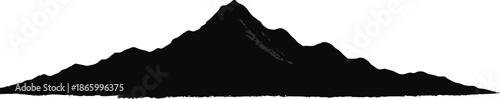 Black Mountain Range Silhouette Isolated on White Background - Minimalist Vector Style Graphic