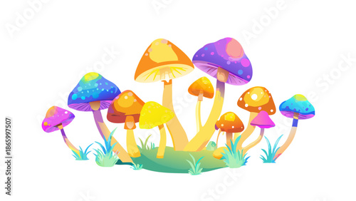 Colorful mushrooms illustration