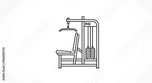 Line Art Illustration of a Gym Weight Machine.