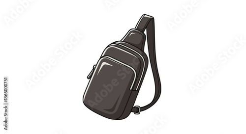 Dark Brown Sling Bag with Adjustable Strap Illustration.
