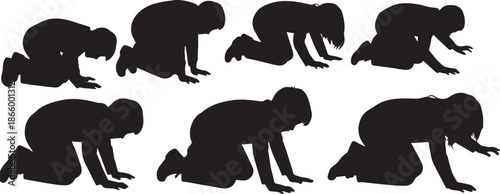 Silhouettes of people crawling
