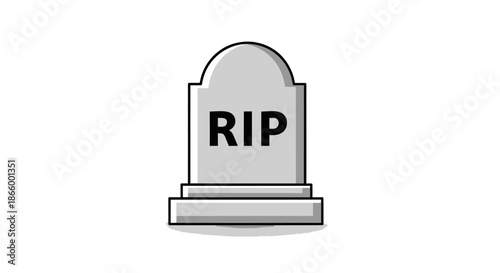 A simple gray cartoon tombstone with the inscription RIP.