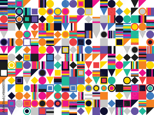 Vibrant geometric patterns in a chaotic yet harmonious array