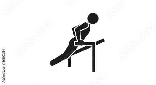 Black Silhouette of Person Performing Parallel Bar Dips Exercise.