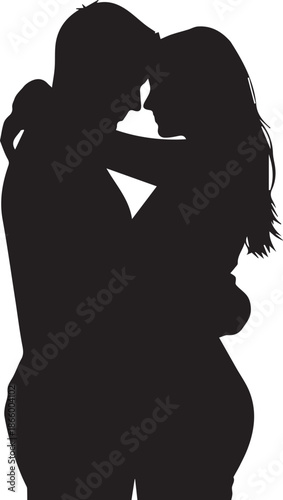 Silhouette of couple embracing