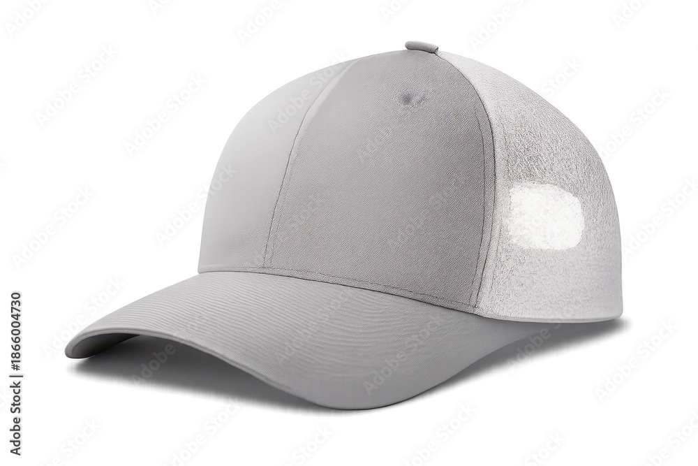 Fototapeta premium Gray Baseball Cap Isolated Product Shot on a transparent background.