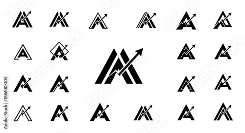 Free Download Abstract A letter logo set with upward trend, growth, success, and business progress designs for corporate identity - GFXLoad