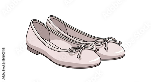 Pair of Elegant Pink Ballet Flat Shoes with Bows.