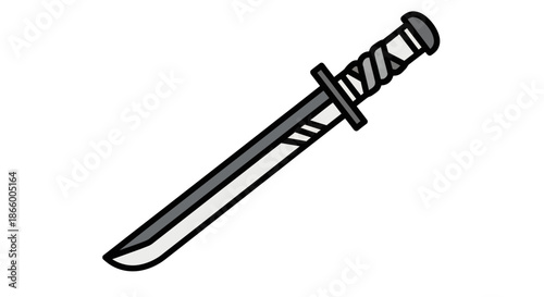 Stylized Illustration of a Japanese Katana Sword with a Wrapped Handle.