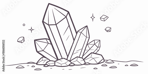 Crystals and rocks illustration