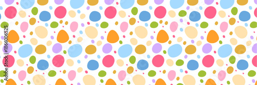 Easter Polka Dot Vector Background. Festive Horizontal header for Seasonal Greeting Cards or Website Decor.
