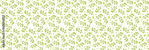 Easter Vector Background, Spring Banner with Green Branches on a white Background. Festive Horizontal header for Seasonal Greeting Cards and Website Decor.