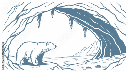 Polar bear in an arctic cave