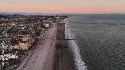 Wallpaper Mural Beautiful Sunrise Sunset Over Portobello Beach Edinburgh Scotland 4K  DJI Mavic 4 Pro Drone Footage Torontodigital.ca