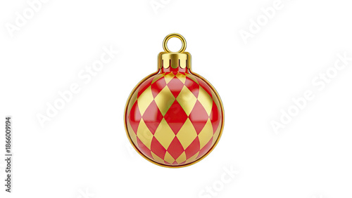 Red and Gold Diamond Patterned Christmas Ornament
