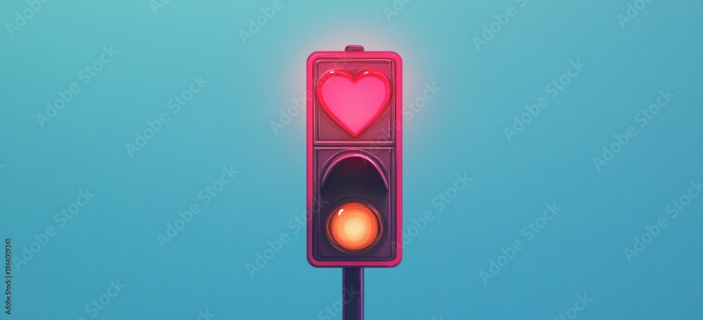 custom made wallpaper toronto digitalTraffic light displaying a heart symbol and orange signal glow effect