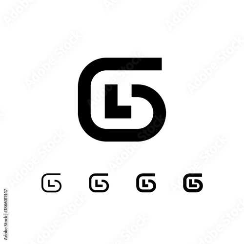 Number 6, digital numeral six, including set of four different cyber numbers, vector illustration 10EPS