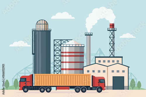 Biomass Pellets Factory Truck Yard Backgro