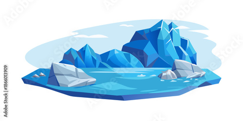 Polar icebergs in the ocean