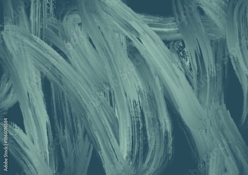 Abstract teal and emerald brush strokes background with expressive oil paint texture.