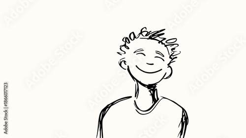 幸せそうに笑う少年の上半身イラスト