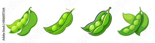 Fresh green edamame pods illustration for healthy eating and vegan lifestyle concept design vector