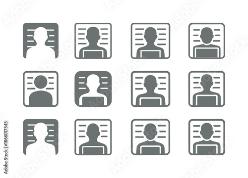 Faded Mugshot Icons. Faded police mugshot. Icon set. Set Logo of faded police mugshot: retro ID card style. harmonious logo variations of the same emblematic