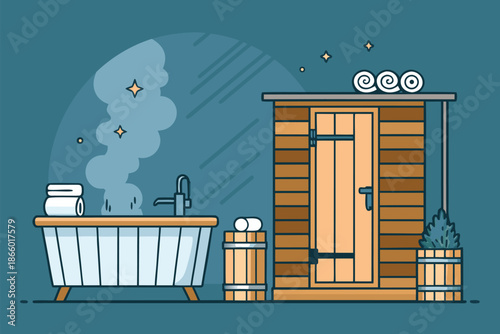 Cold Plunge And Sauna Spa Lounge Backgroun