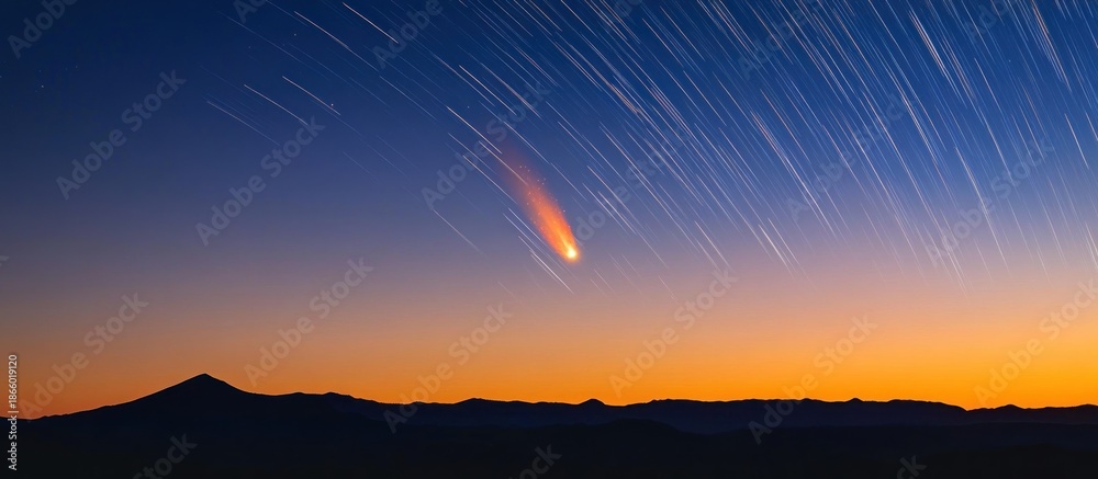 custom made wallpaper toronto digitalSpectacular night sky featuring a bright comet and star trails over mountains