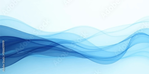 Abstract blue wave pattern with flowing vector lines and soft light curves creates a decorative ocean water backdrop and artistic sea flow illustration for a modern wallpaper design