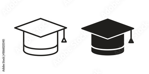 Graduation cap icons collection. Line vector sign, symbol for web and mobile