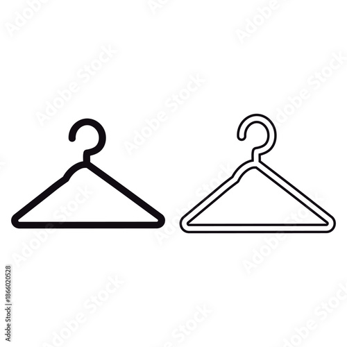 Two clothing hangers one dark and one light simple design silhouette