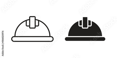 Hard hat icons collection. Line vector sign, symbol for web and mobile