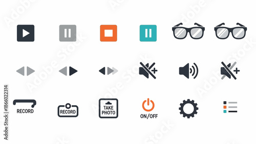 Multimedia Control Icons and Symbols Collection.