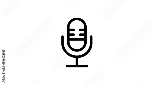Minimalist black line art microphone icon for audio recording, podcasting, voice messages, and digital communication