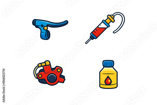 Bicycle brake service icon set