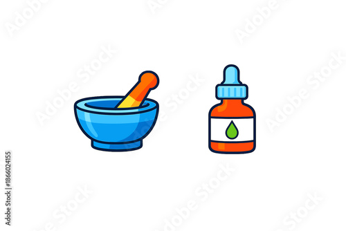 Mortar and Pestle with Dropper Bottle