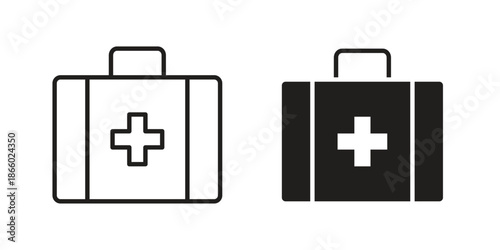 Medical kit icons collection. Line vector sign, symbol for web and mobile