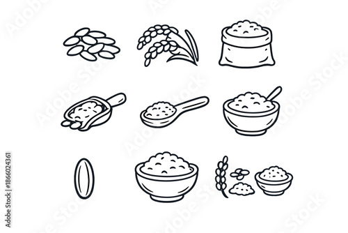 Rice icons set