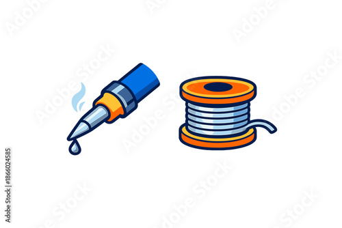 Soldering Iron and Solder Spool Icon