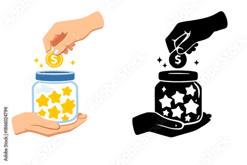 Saving Money in a Jar with Stars