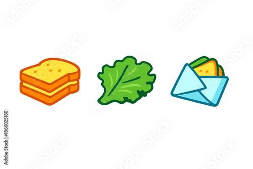 Sandwich ingredients and final sandwich in an envelope