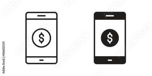 Mobile banking icons collection. Line vector sign, symbol for web and mobile