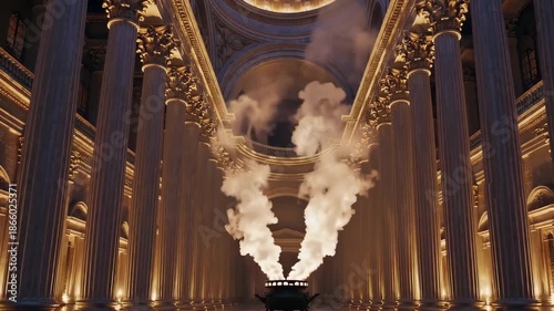 Epic depiction of Solomon’s Temple dedication with incense, choir, and golden architectural splendor.