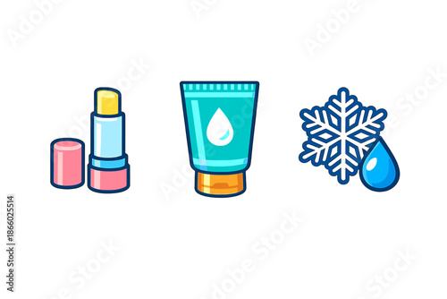 Cosmetic and Skincare Icons on Dark Background