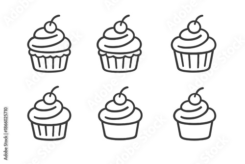 Seamless Cupcake Pattern with Cherry on Top