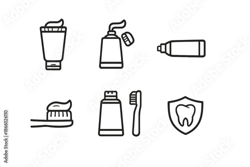 Toothpaste and toothbrush icons